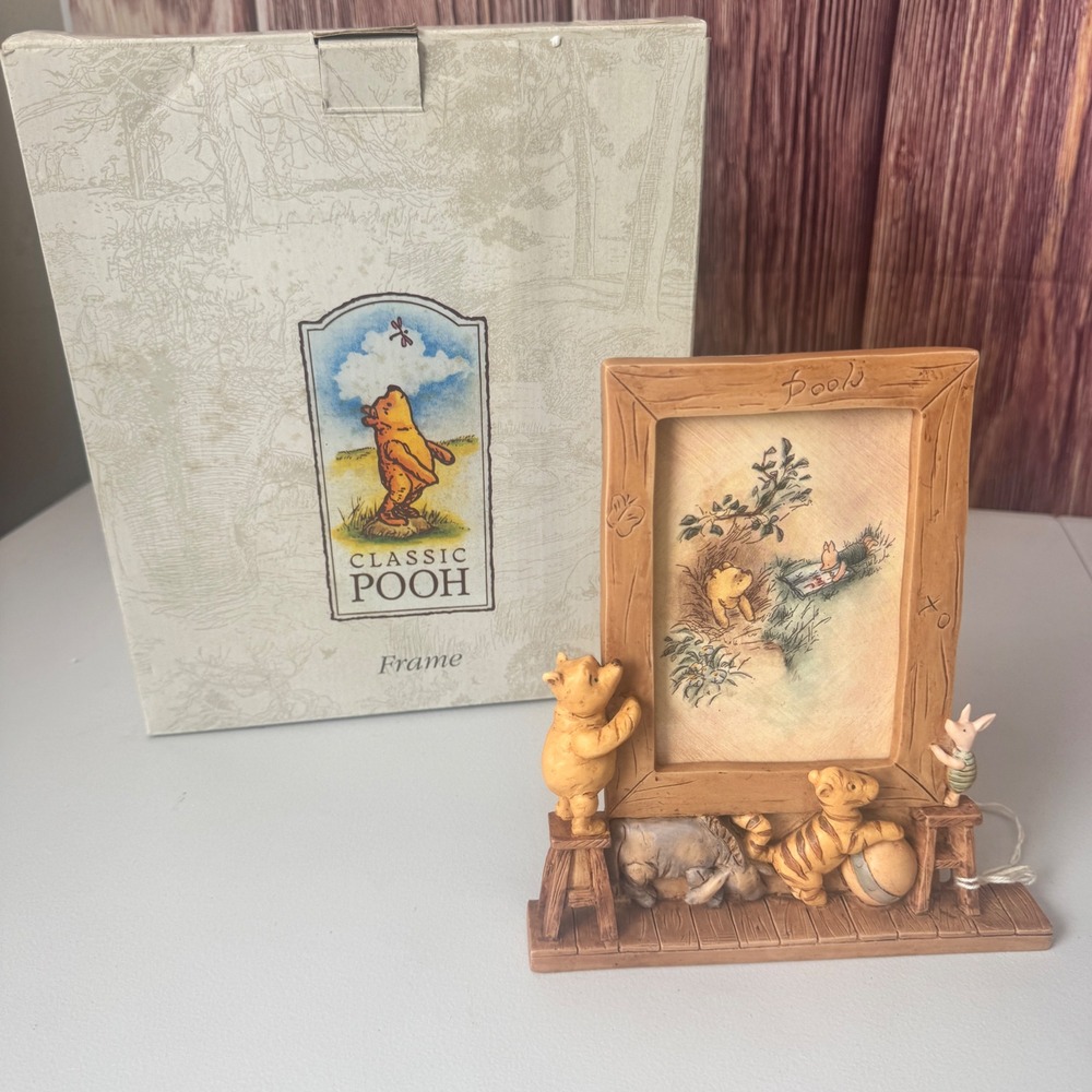 Classic Pooh Charpente Picture Frame Brown Hundred Acre Wood Characters Rare